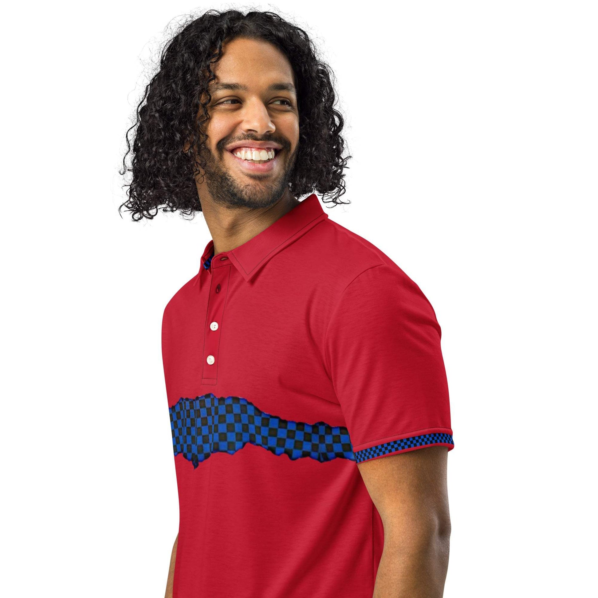 McEnroe Retro Red Blue Check polo - Game Yarns