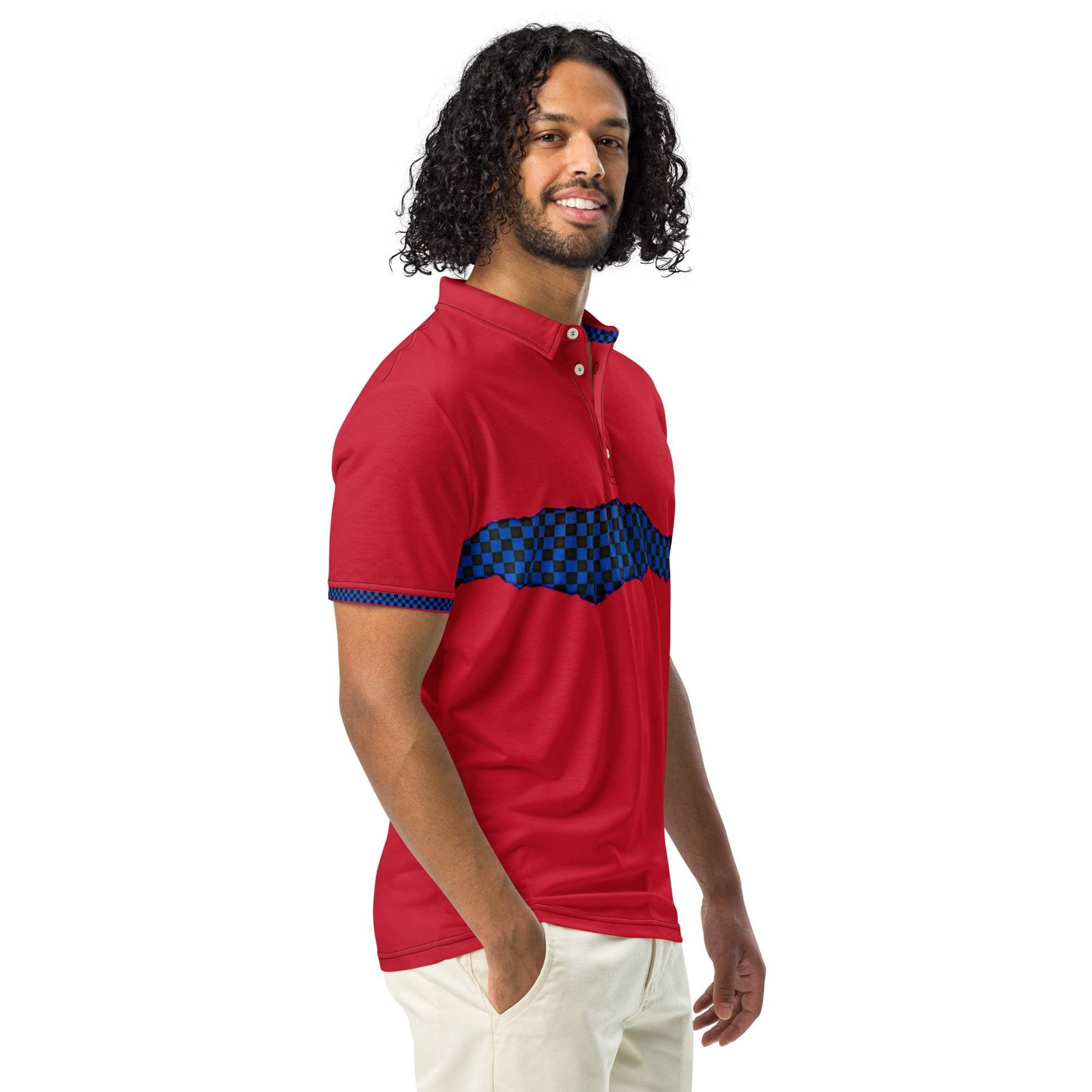 McEnroe Retro Red Blue Check polo - Game Yarns