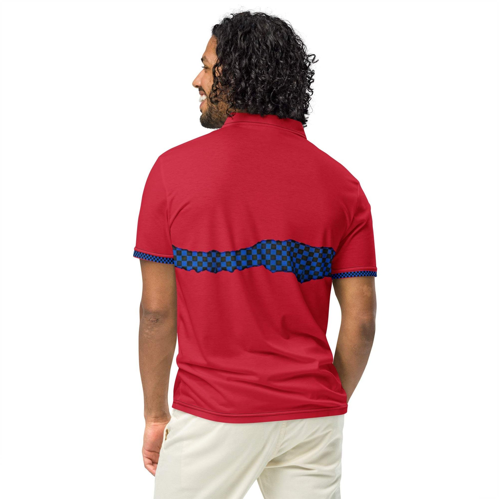 McEnroe Retro Red Blue Check polo - Game Yarns