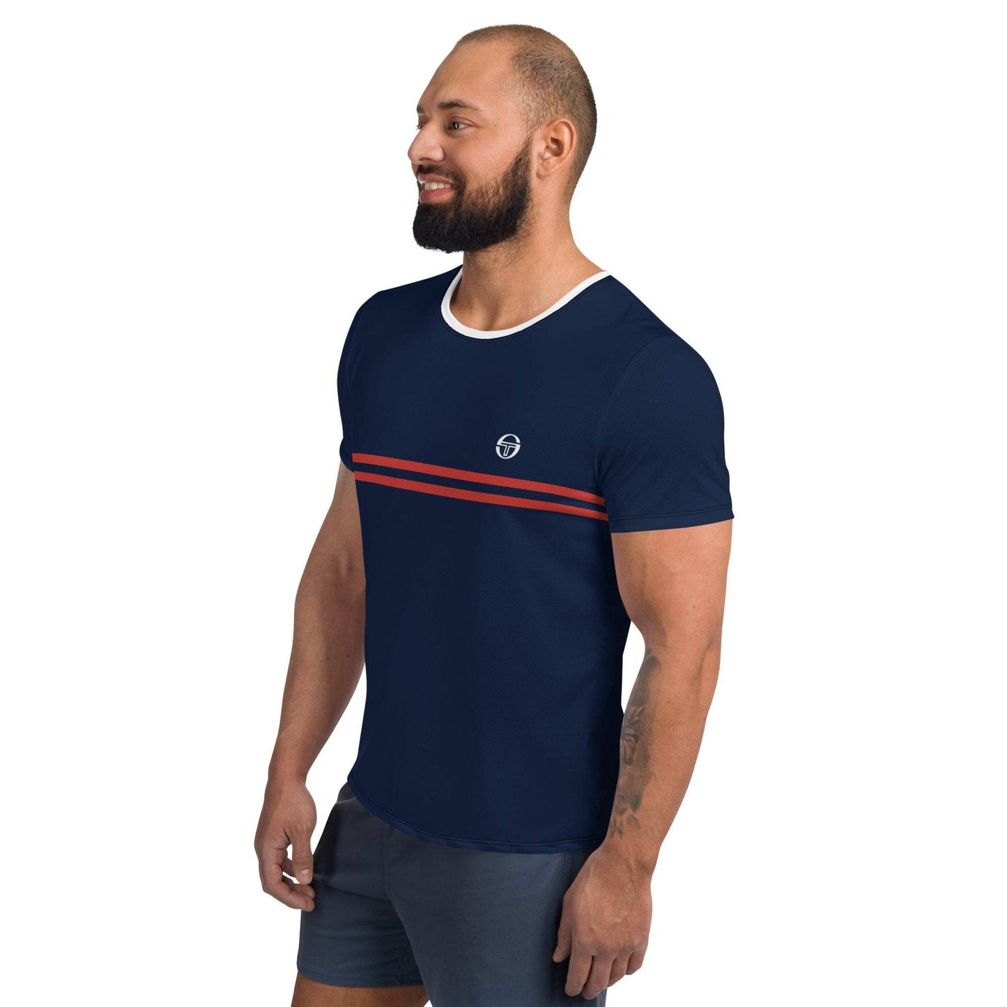 McEnroe Supermac Blue Red Athletic T-shirt - Game Yarns