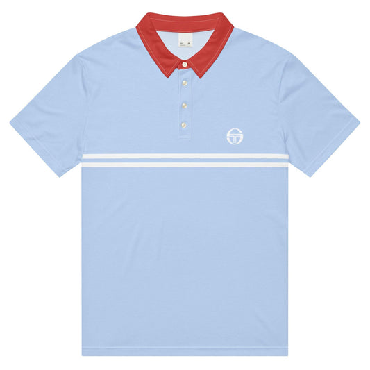 McEnroe Supermac Light Blue Red Polo Shirt - Game Yarns