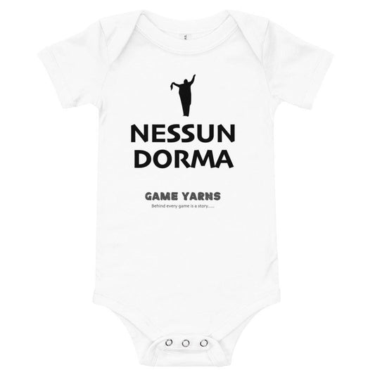 Nessun Dorma Let no-one sleep baby one piece by Game Yarns
