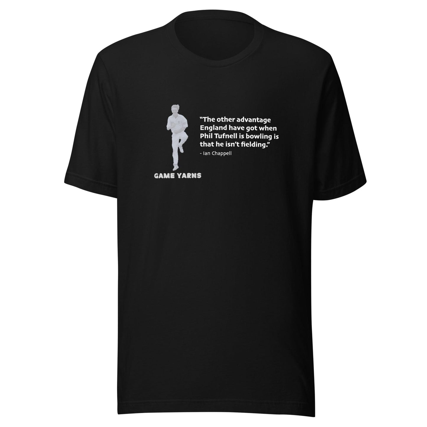 Ian Chappell on Phil Tufnell. Cricket T-shirt by Game Yarns